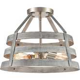 Brigantine 18"W 3 Light Chandelier in Satin Nickel & Weathered Driftwood Metal