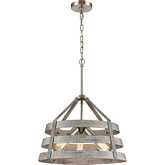 Brigantine 24"W 5 Light Chandelier in Satin Nickel & Weathered Driftwood Metal