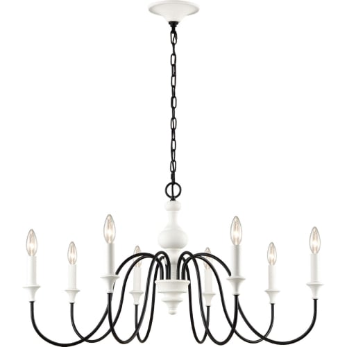 Val de Loire 36"W 8 Light Chandelier in White Coral & Black