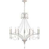 French Parlor 38"W 9 Light Chandelier in Vintage White Metal