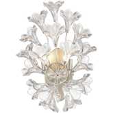 Celene 17"H 2 Light Wall Sconce in Aged Silver & Clear Glass Florets