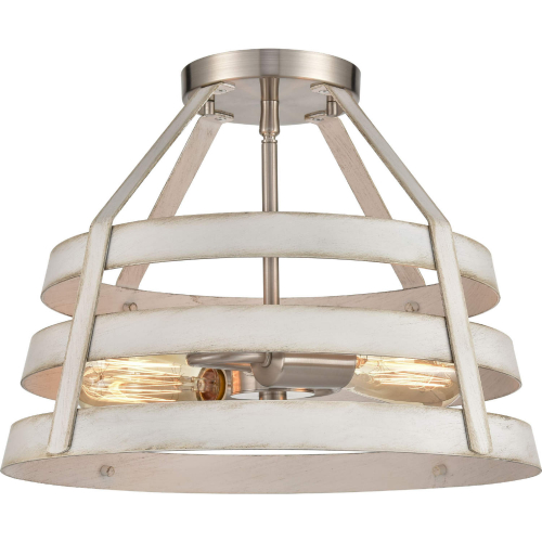 Brigantine 18"W 3 Light Chandelier in Satin Nickel & Antique White Metal