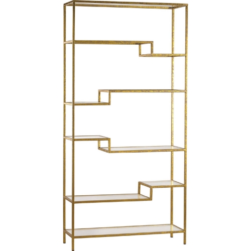 Gold & Mirrored Shelving Unit