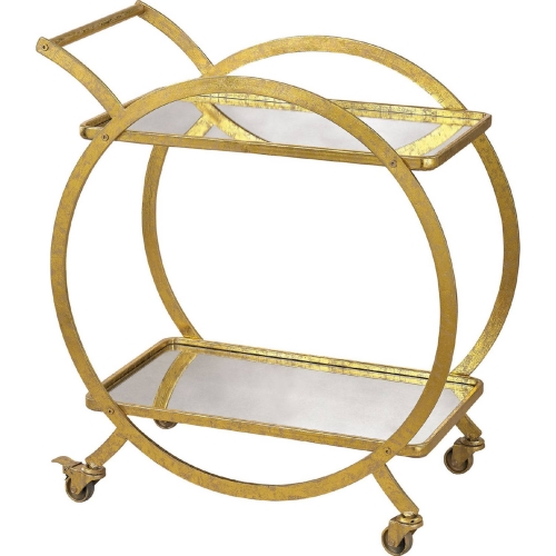 Ring Bar Cart in Gold & Antique Mirror