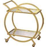 Ring Bar Cart in Gold & Antique Mirror