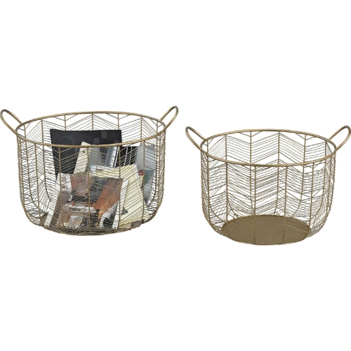 Tuckernuck 2 Piece Metal Basket Set in Gold