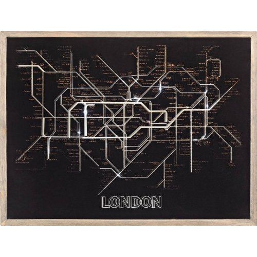 Tubetime Grey & Black 24" Wood & Glass London Tubemap Wall Decor