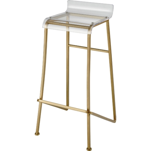 Hyperion Bar Stool in Clear Acrylic on Aged Gold Base