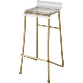 Hyperion Bar Stool in Clear Acrylic on Aged Gold Base