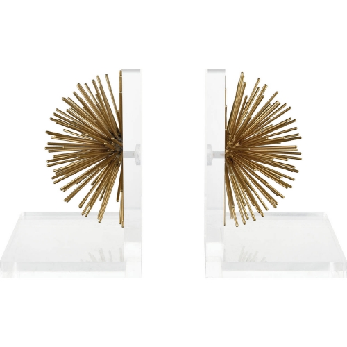 Glint Bookends in Gold Metal Sunburst & Acrylic (Set of 2)