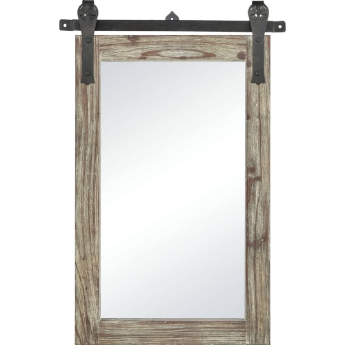 Los Olivos 36" Wall Mirror in Salvaged Grey Oak Barn Door & Bronze