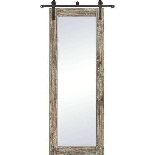 Los Olivos 70" Wall Mirror in Salvaged Grey Oak Barn Door & Bronze