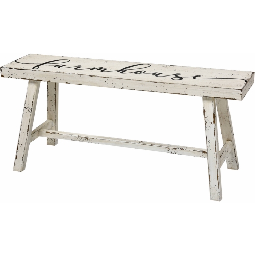 Set a Spell Farmhouse Bench in Aged White Wood