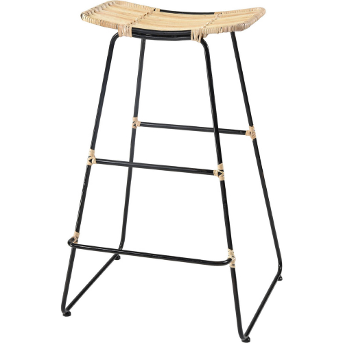 Panama Bar Stool in Natural Bamboo & Black Metal