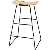 Panama Bar Stool in Natural Bamboo & Black Metal