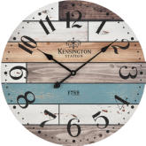 Herrera Wall Clock in Natural Wood & Blue