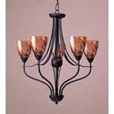 Classico 26"W 5 Light Chandelier in Dark Rust & Espresso Glass