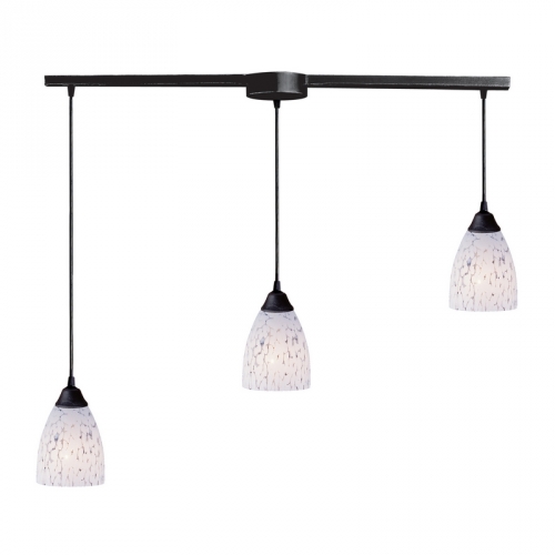 Classico 3 Light Pendant Light in Dark Rust w/ Show White Glass