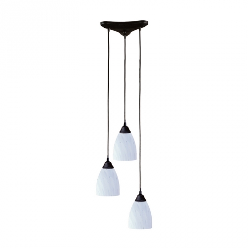 Classico 3 Light Pendant Light in Dark Rust w/ Simply White Glass