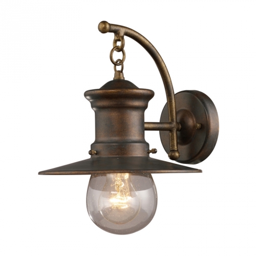 Maritime 1 Light Wall Bracket Light in Hazelnut Bronze w/ Clear Seeded Glass