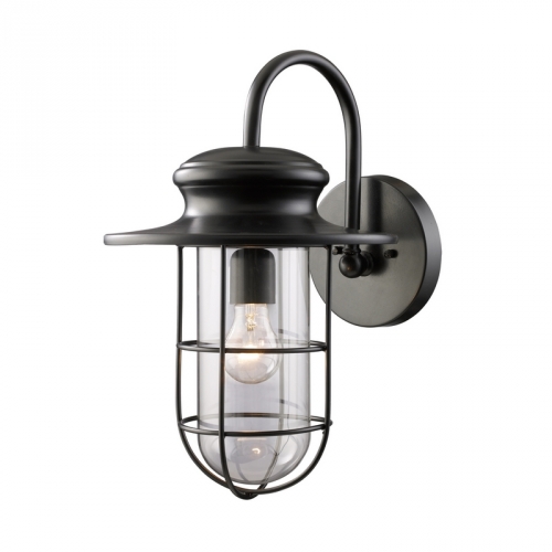 Portside 1 Light Outdoor Sconce in Matte Black w/ Clear Glass