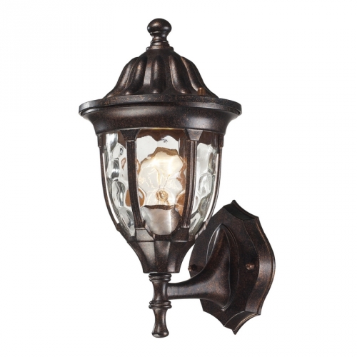 Glendale 1 Light Outdoor Sconce in Regal Bronze w/ Textured Glass