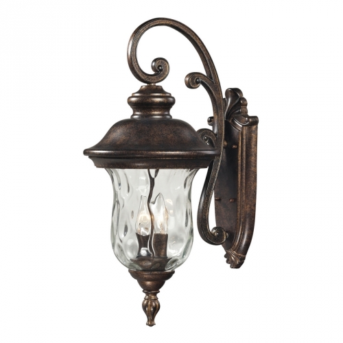 Lafayette 3 Light Outdoor Sconce in Regal Bronze w/ Clear Textured Glass