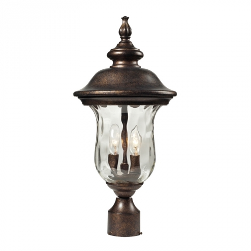 Lafayette 2 Light Post Mount Light in Regal Bronze w/ Textured Glass