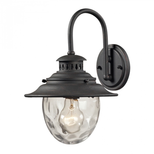 Searsport 1 Light Outdoor Sconce in Weathered Charcoal with Water Glass Diffuser