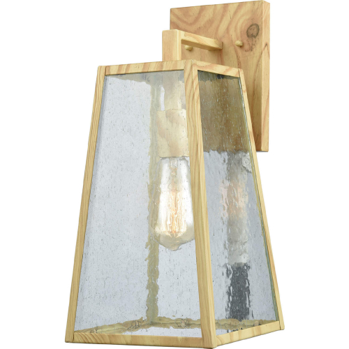 Meditterano 16"H 1 Light Outdoor Wall Sconce in Brown Metal & Seeded Glass