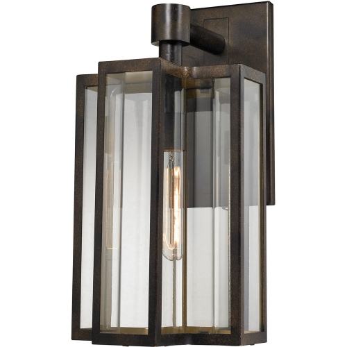 Bianca 1 Light Outdoor Sconce in Hazelnut Bronze & Curved Seeded Glass