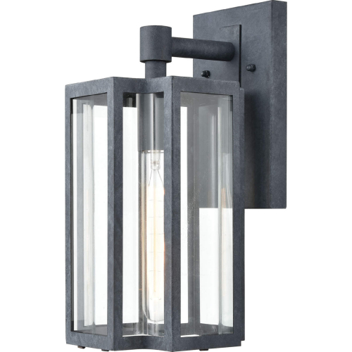 Bianca 13"H 1 Light Outdoor Wall Sconce in Aged Zinc & Glass