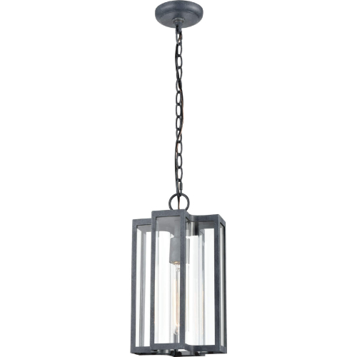 Bianca 8"W 1 Light Outdoor Pendant in Aged Zinc & Glass