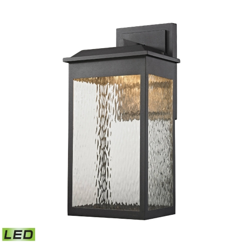 Newcastle LED Outdoor Wall Sconce in Matte Black & Water Glass