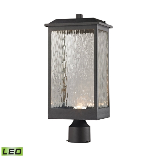 Newcastle Outdoor LED Post Mount Light in Matte Black & Water Glass