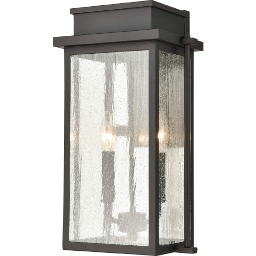 Braddock 17"H 2 Light Outdoor Wall Sconce in Bronze & Seeded Glass