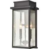 Braddock 17"H 2 Light Outdoor Wall Sconce in Bronze & Seeded Glass