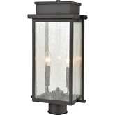 Braddock 19"H 2 Light Outdoor Post Light in Bronze & Seeded Glass