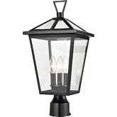 Main Street 19"H 3 Light Outdoor Post Light in Black & Clear Glass