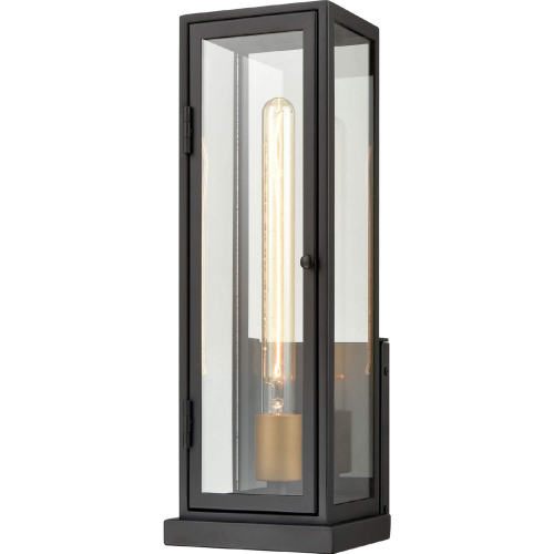 Foundation 17"H 1 Light Outdoor Wall Sconce in Matte Black & Aged Brass