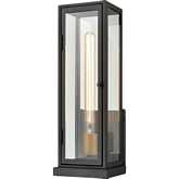 Foundation 17"H 1 Light Outdoor Wall Sconce in Matte Black & Aged Brass