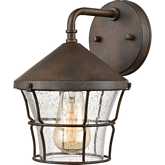 Gavin 10"H 1 Light Outdoor Wall Sconce in Hazelnut Bronze & Seeded Glass