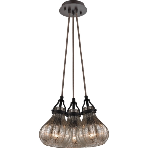 Danica 3 Light Ceiling Pendant Light in Oil Rubbed Bronze & Clear Glass