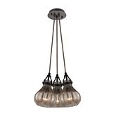 Danica 3 Light Ceiling Pendant Light in Oil Rubbed Bronze & Clear Glass