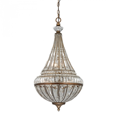 Empire 6 Light Pendant Light in Mocha w/ Crystals