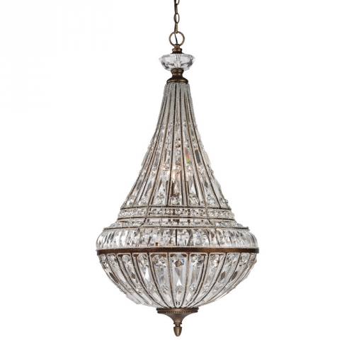 Empire 6+3 Light Pendant Light in Mocha & Crystals