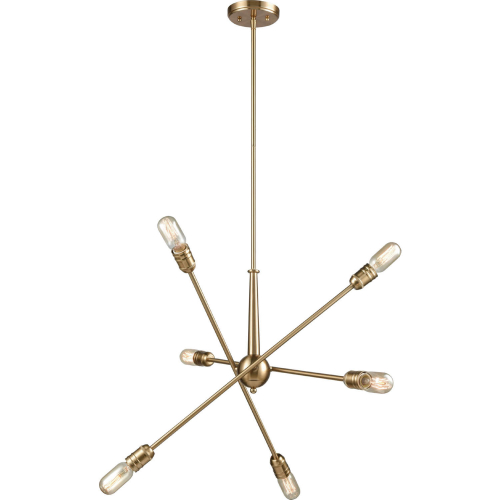 Delphine 28"W 6 Light Chandelier in Satin Brass