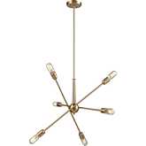 Delphine 28"W 6 Light Chandelier in Satin Brass