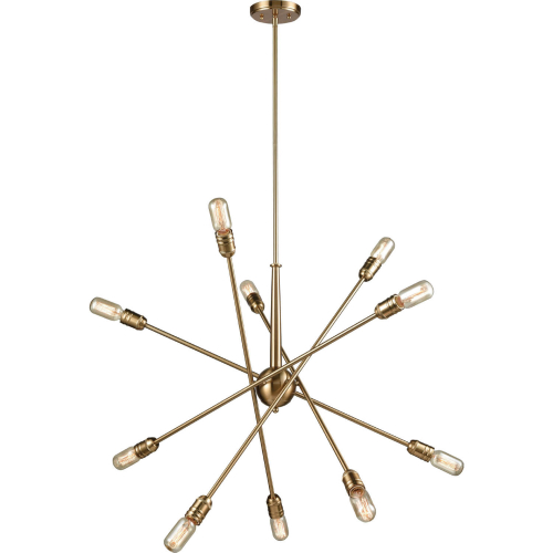 Delphine 33"W 10 Light Chandelier in Satin Brass