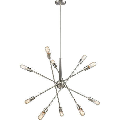 Delphine 33"W 10 Light Chandelier in Satin Nickel